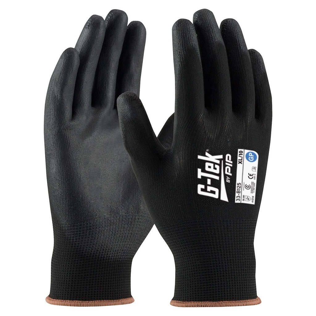 [33-B125_10] G-Tek 13G Black Nylon GP Palm Dip Glove (10)